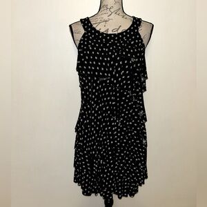 White House Black Market Black Sleeveless Mini Dress with White Geometric Print